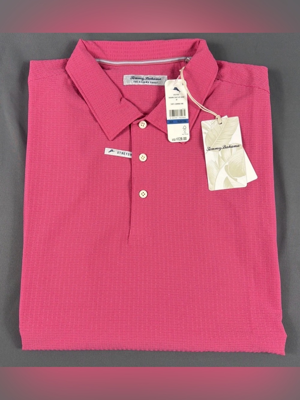 Tommy Bahama Golf Shirt Polo Coast Ace Oasis XLB Carmine Pink NWT MSRP $128